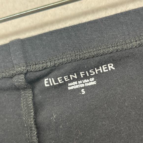 EILEEN FISHER Leggings S Organic Cotton Stretch Jersey Pull On Black USA - Picture 5 of 14